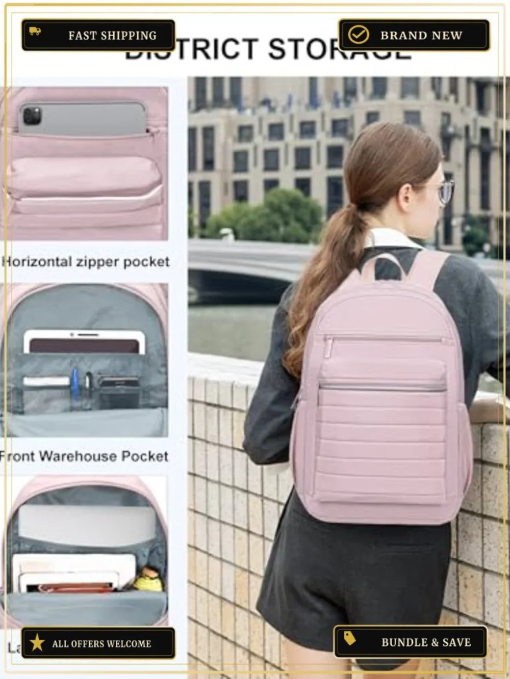 Travel Laptop Backpack for Women Water Resistant Anti-Theft 15.6 Inch